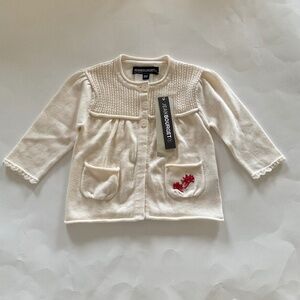 Jean Bourget Baby Sz 6 Months Cardigan Embroidered Scalloped Trim Made In France